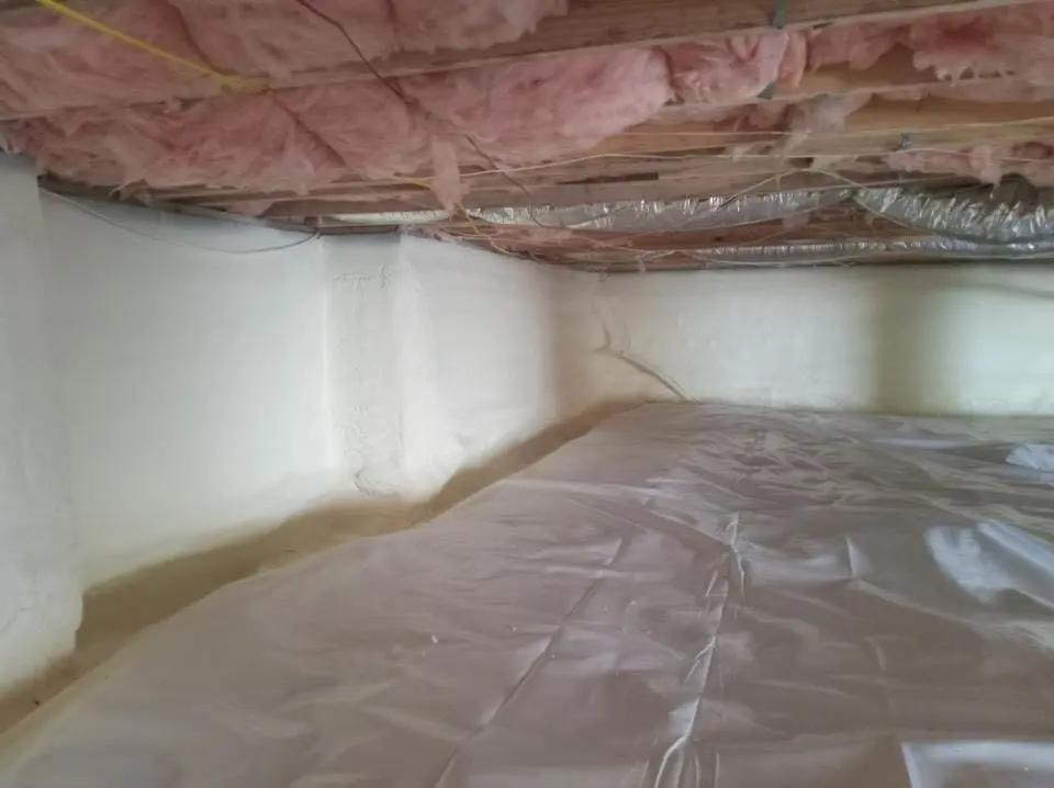 Crawl space encapsulation with closed-cell spray foam for Roof Leak Repair in Middleborough
